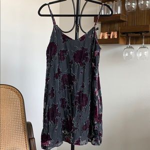 Black Dress with Velvet Floral Details